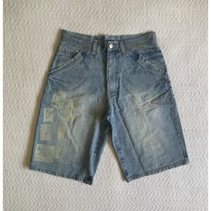 VTG Y2K Makaveli‎ Jorts Sz 34 Light Wash Hip Hop Streetwear classic distressed